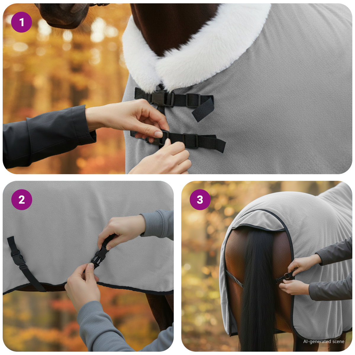 Horse Blanket Light Grey 75 cm Polar fleece
