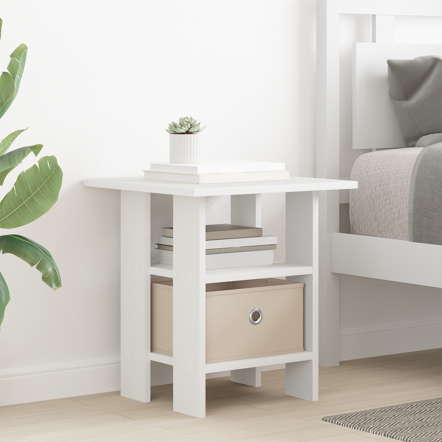 Bedside Table White 41 x 40 x 45 cm Engineered Wood