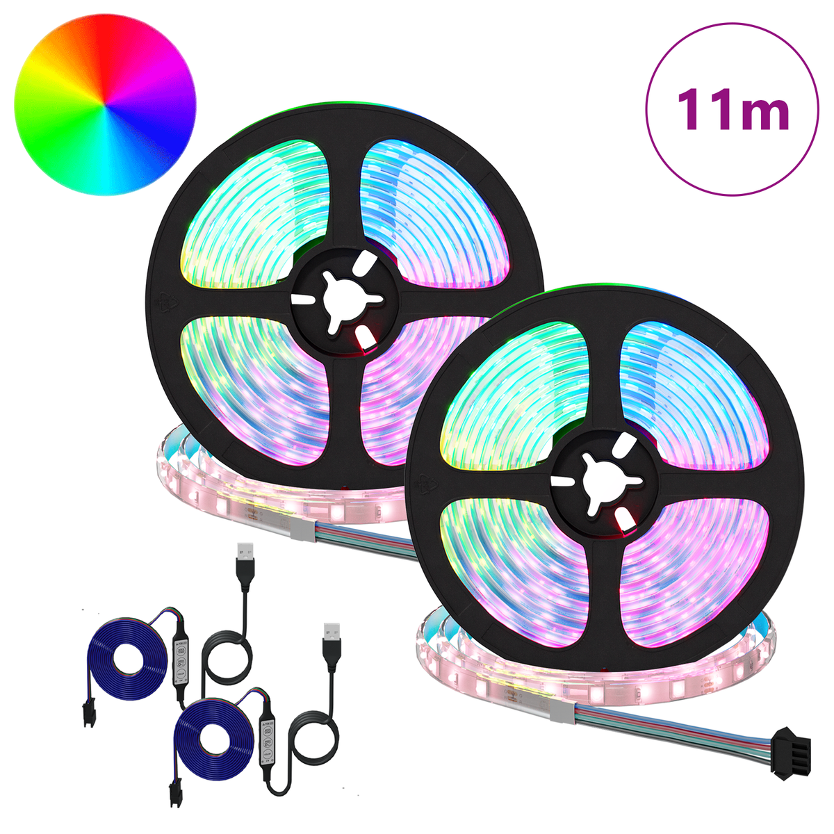 LED Strip 2 pcs Black and Transparent Copper and Plastic