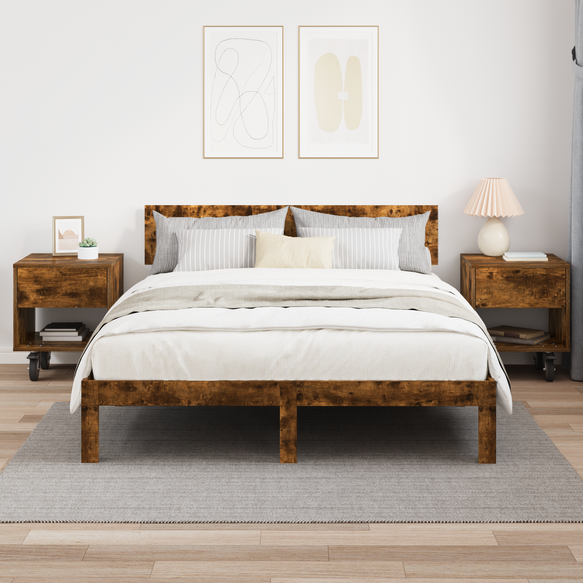 Bedside Table 2 pcs Smoked Oak 40.5 x 40 x 48 cm