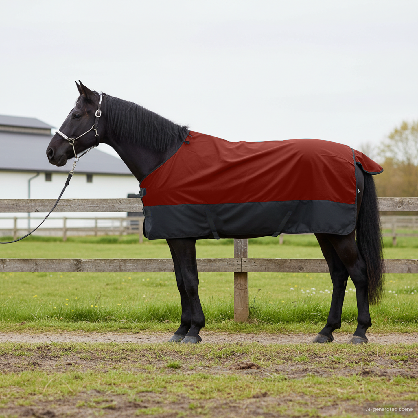 Horse Blanket Bordeaux and Black 105 cm Polyester