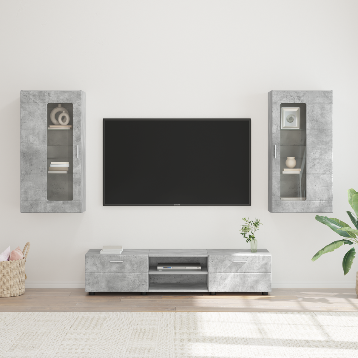 TV Cabinet Set FLORIN 3 pcs 150 x 39 x 30 cm Concrete Grey