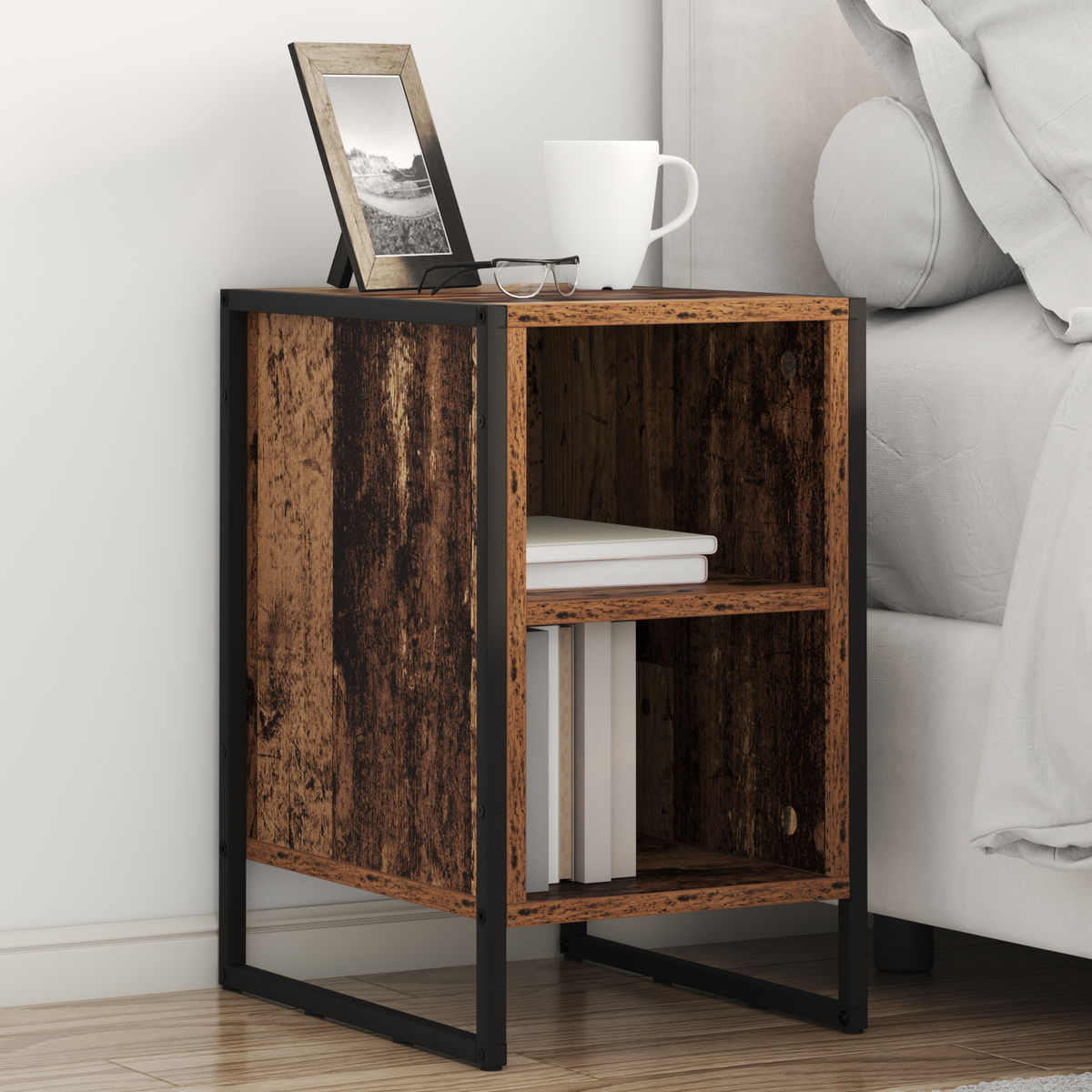 Bedside Table Old Wood 39.5 x 30 x 50 cm Engineered Wood