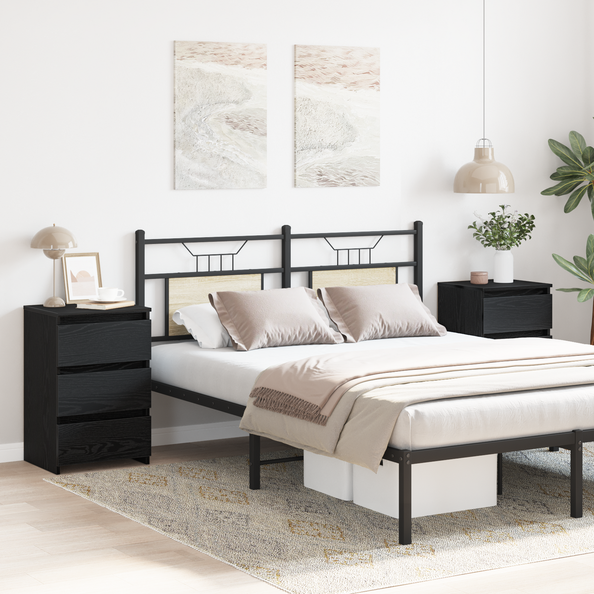 Bedside Cabinet 2 pcs Black Oak 40 x 35 x 62.5 cm