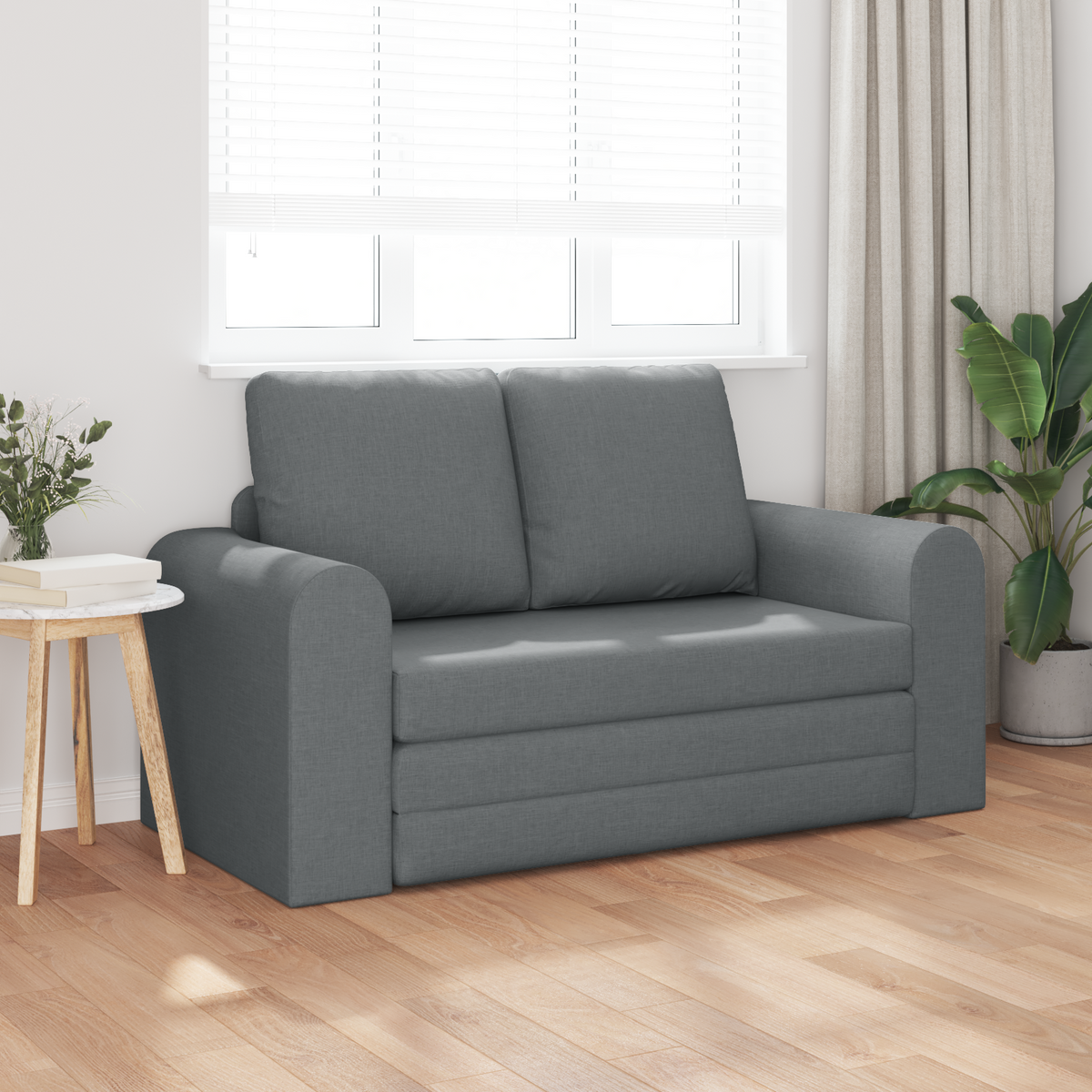 Folding Sofa Bed Dark Grey 148 x 71 x 83 cm Fabric