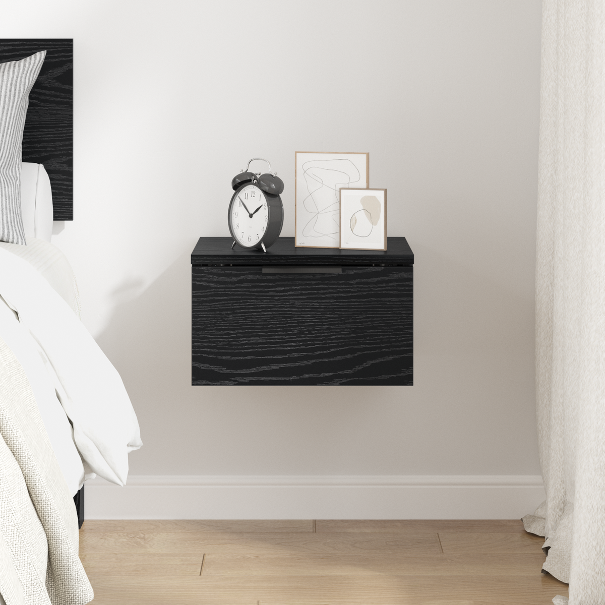 Bedside Cabinet Black Oak 34 x 30 x 20 cm Engineered Wood
