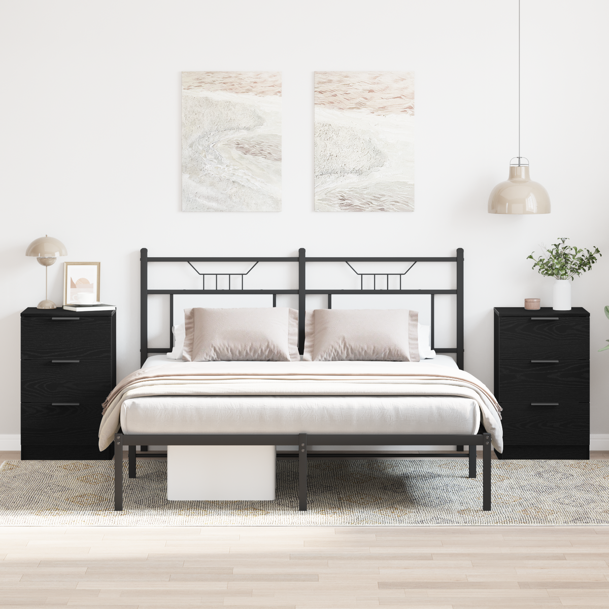 Bedside Cabinet 2 pcs Black Oak 40 x 65 x 65 cm Engineered Wood