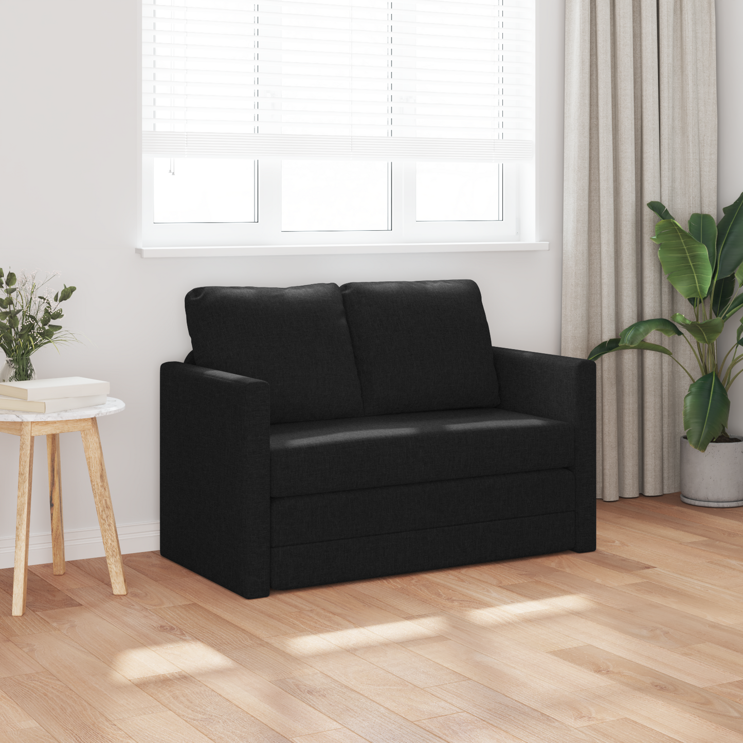 Folding Sofa Bed Black 112 x 60 x 55 cm Fabric