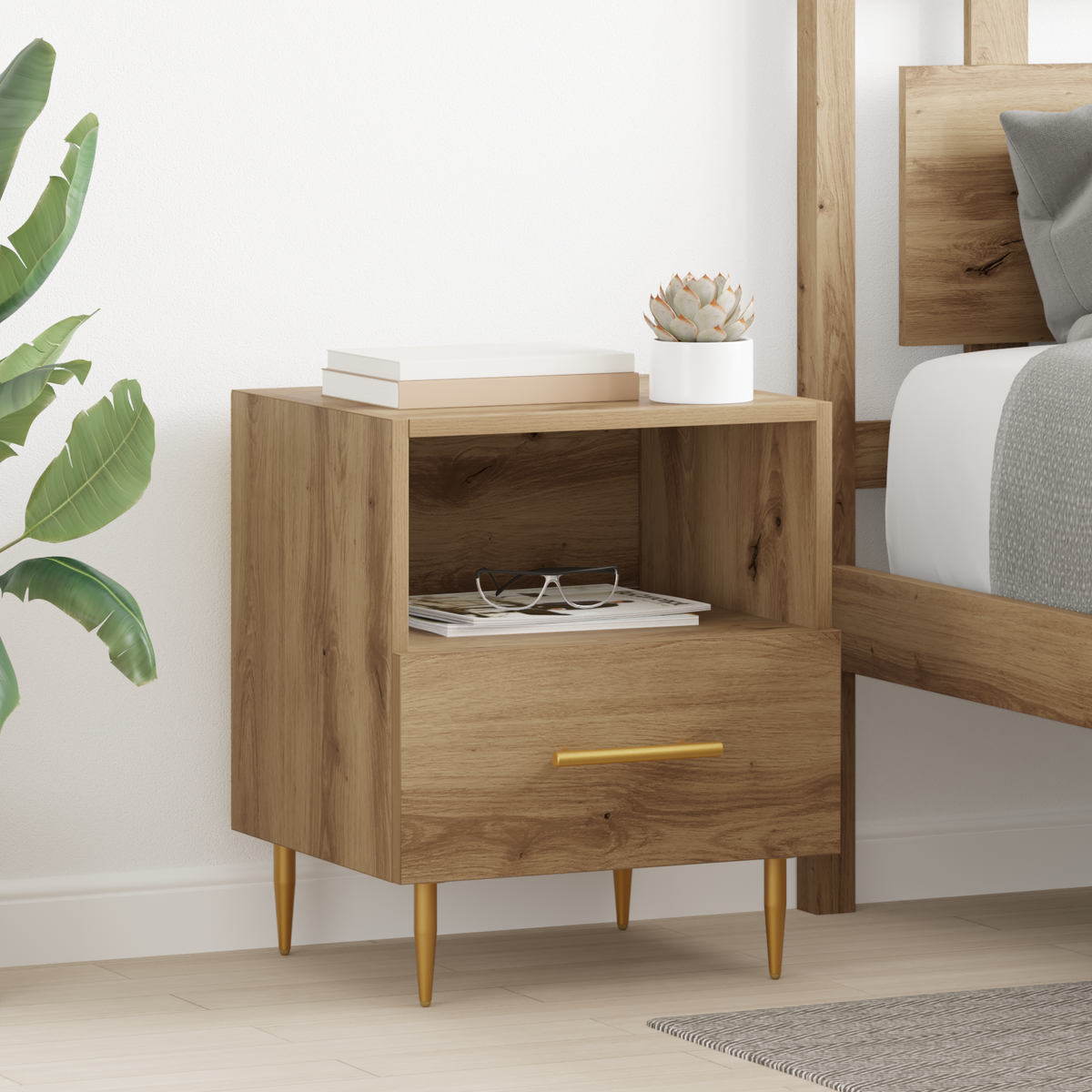 Bedside Table 2 pcs Brown 40 x 35 x 47.5 cm Engineered Wood