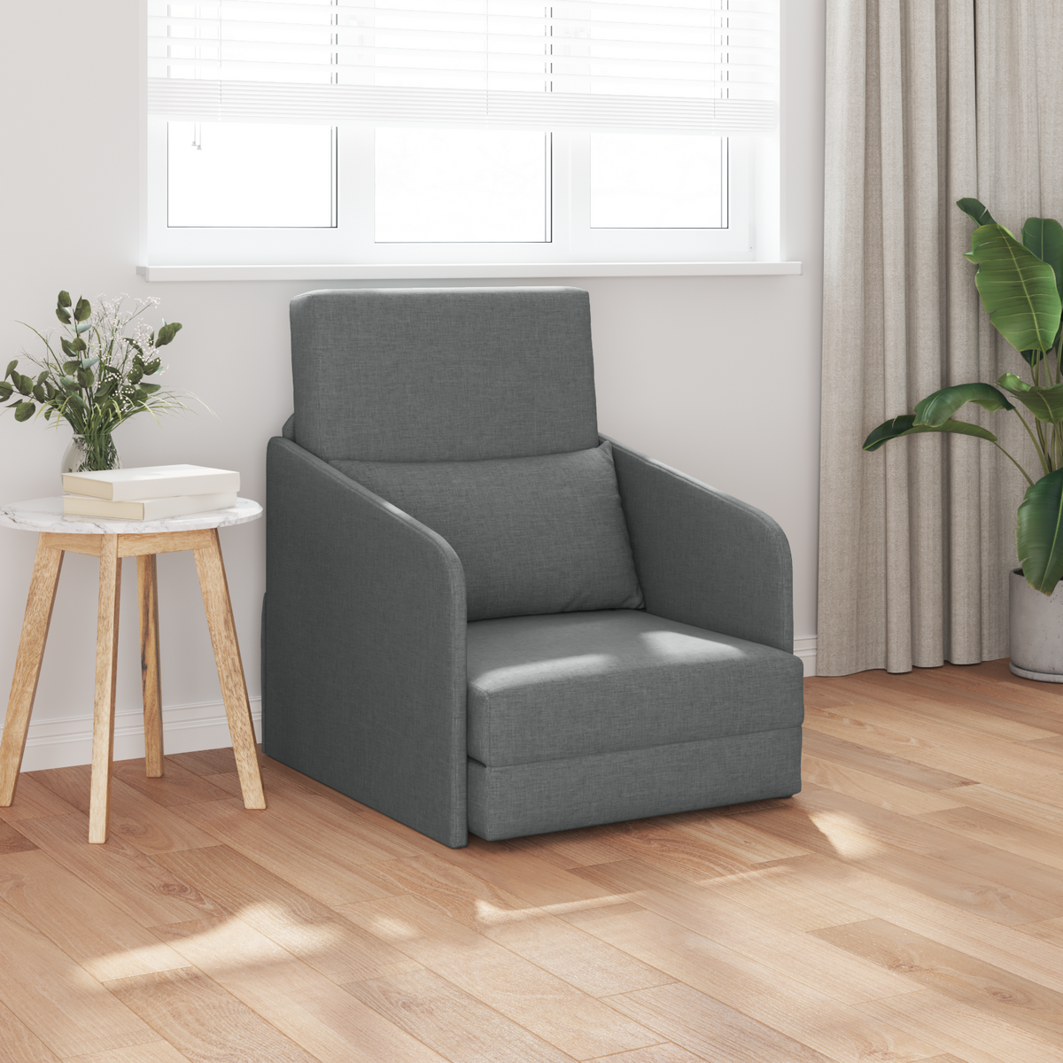 Folding Sofa Bed Dark Grey 65 x 80 x 83 cm Fabric