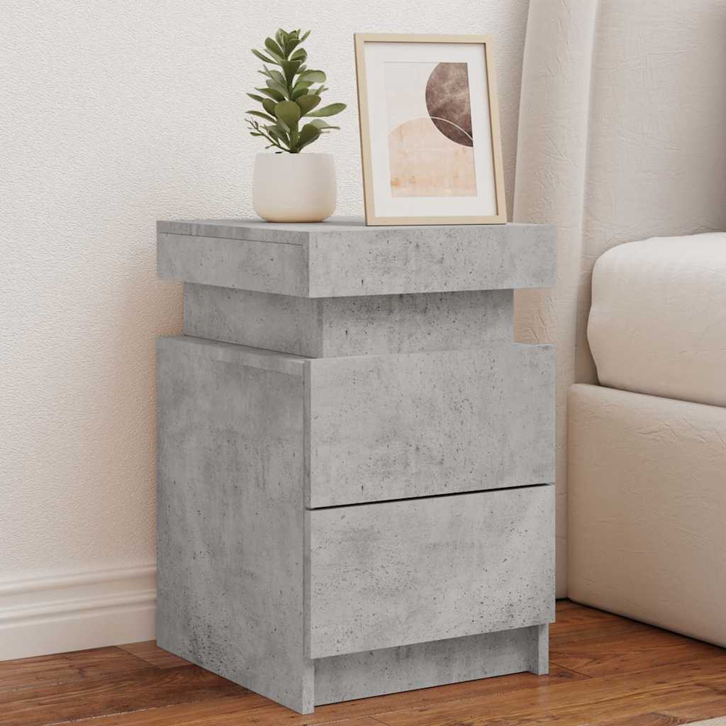 Bedside Cabinets with LED Lights 2 pcs Concrete Grey 35x39x55 cm