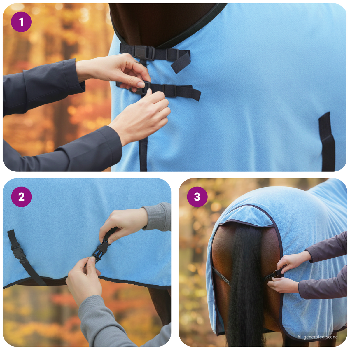 Horse Blanket Full Aqua 85 cm Polyester Fleece