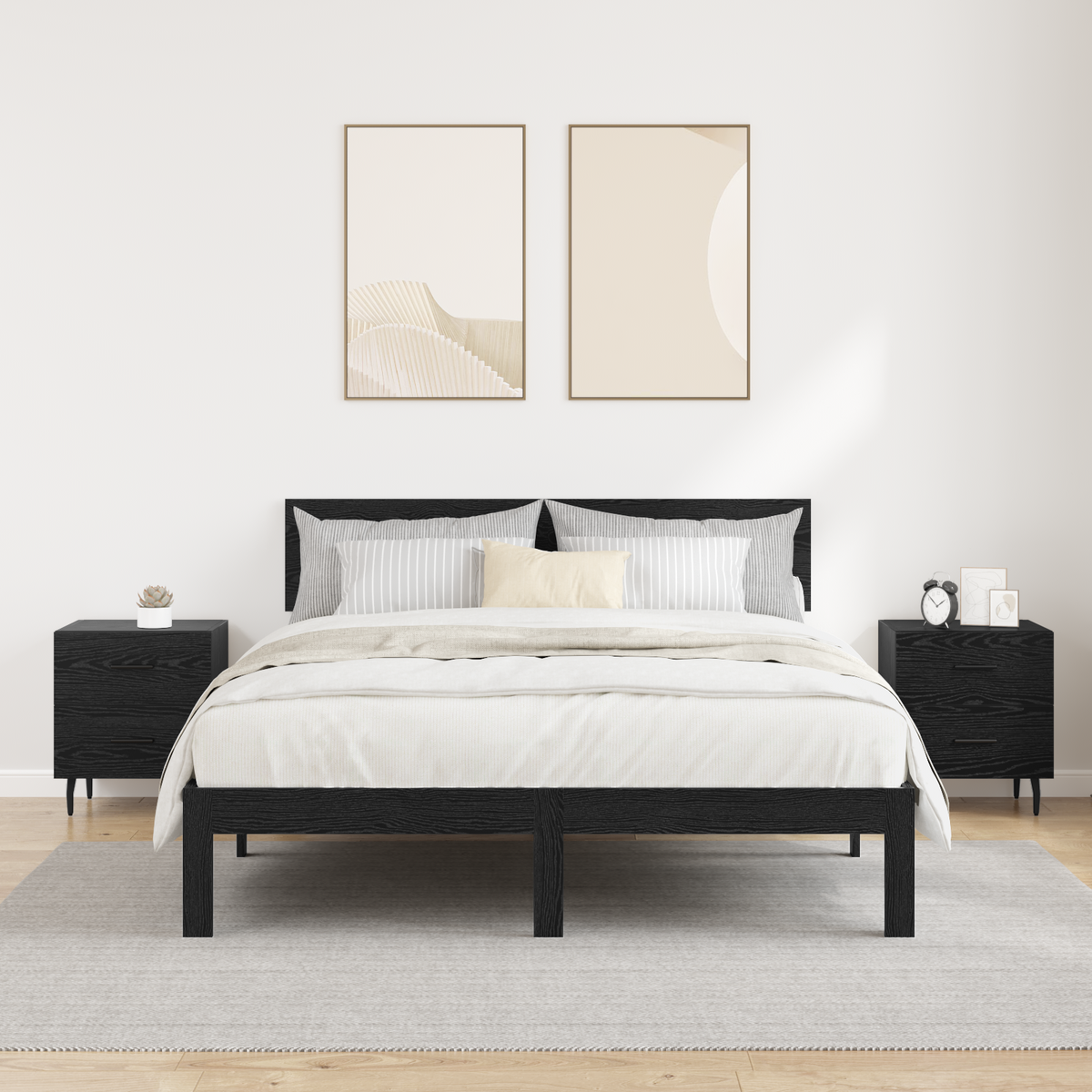 Bedside Cabinet 2 pcs Black Oak 40 x 35 x 47.5 cm