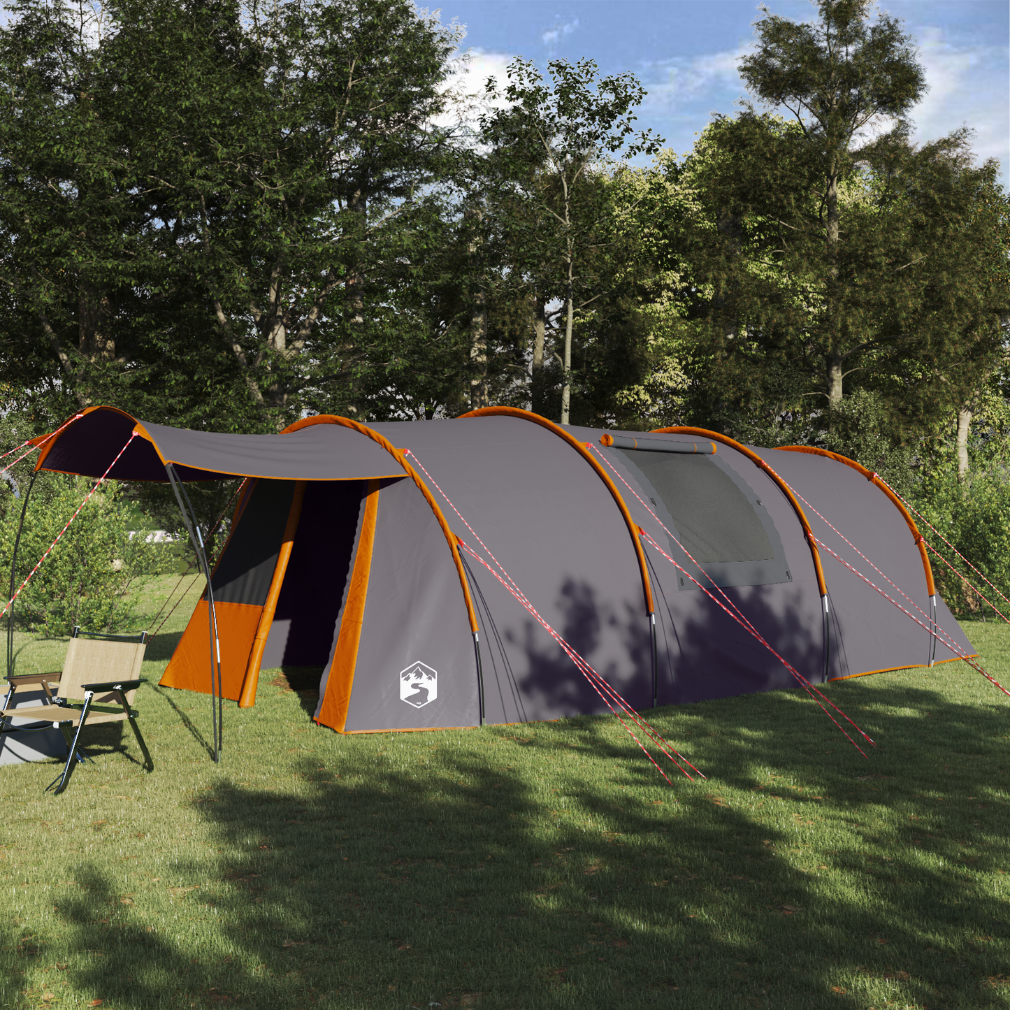 Tunnel Tent 4-Person 4-Person Grey and Orange