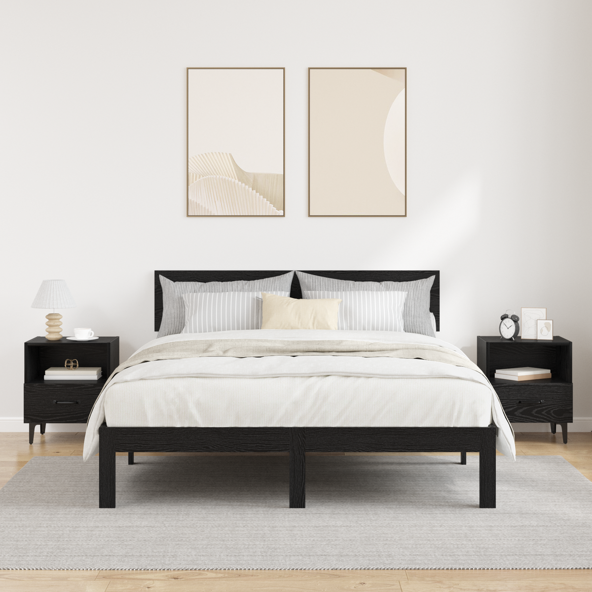 Bedside Cabinet 2 pcs Black Oak 40 x 35 x 47.5 cm