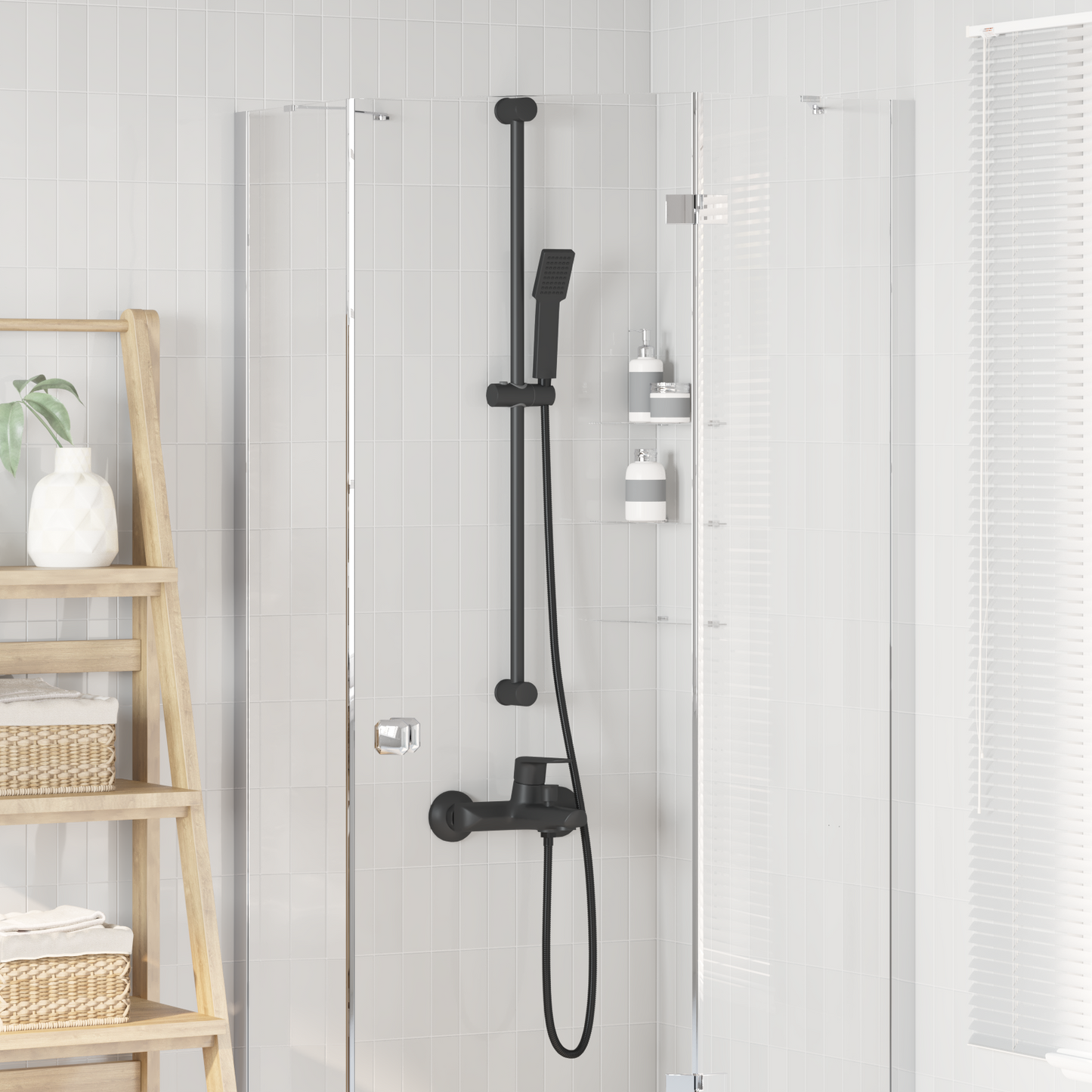 Shower System Set Black 100 cm Stainless Steel