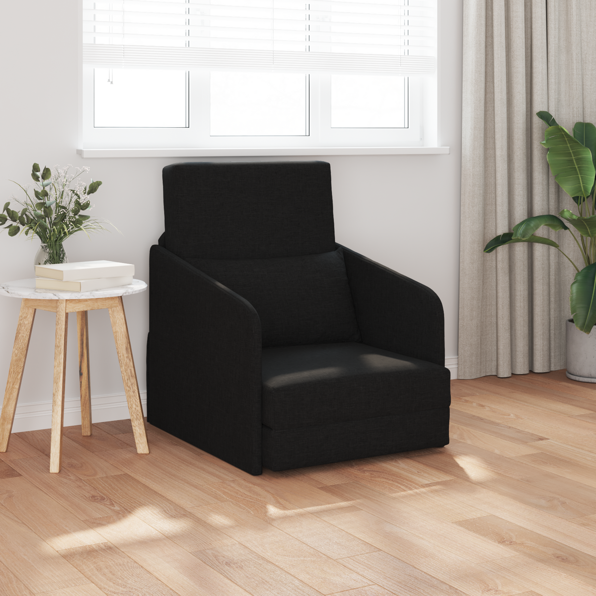 Folding Sofa Bed Black 65 x 80 x 83 cm Fabric