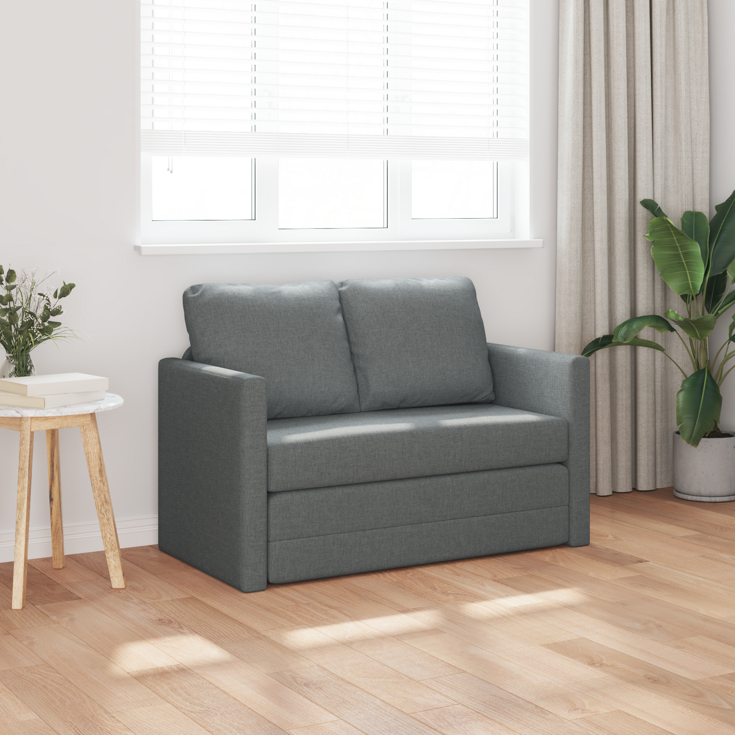 Folding Sofa Bed Dark Grey 112 x 60 x 55 cm Fabric