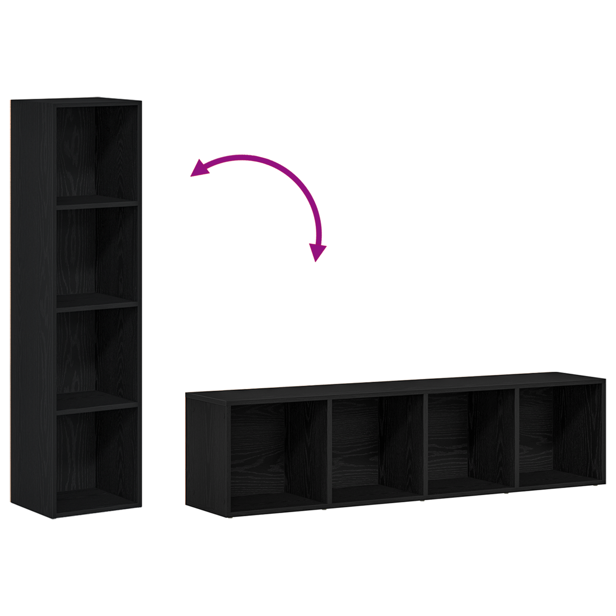 Bookcase Black Oak 36x30x143 cm Engineered Wood
