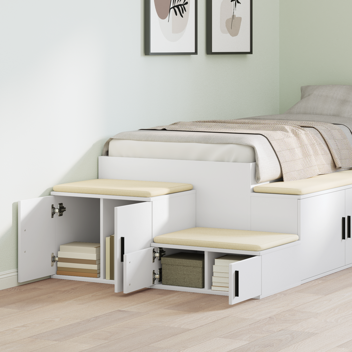 Storage Cabinet 2 pcs White 103 x 41 x 40 cm Engineered Wood