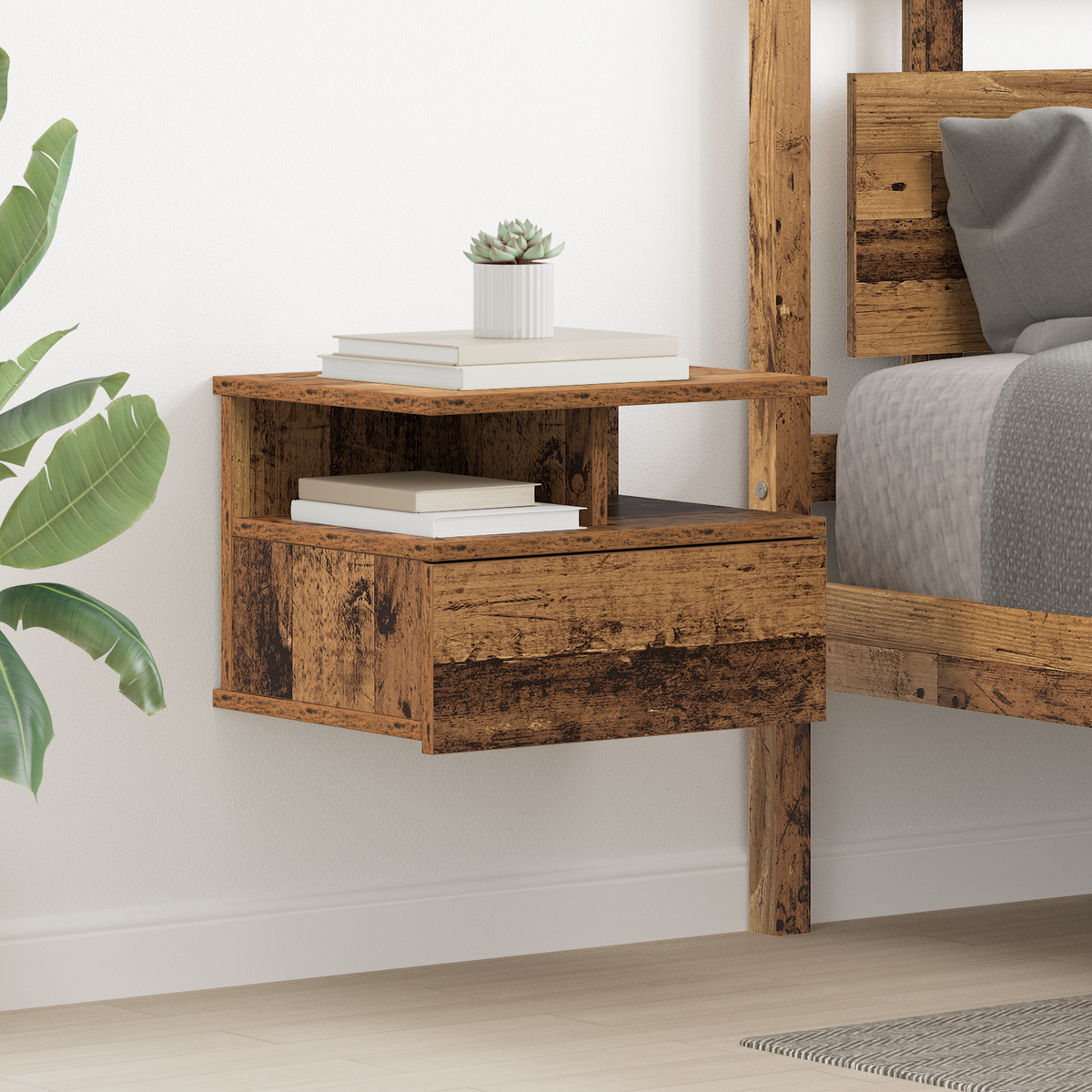 Floating Nightstand 2 pcs Old Wood 40 x 31 x 28 cm